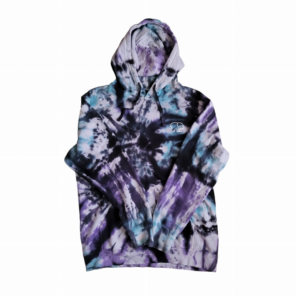 Ivory Ella Elephant Blue Purple Tie Dye Oversized Hoodie